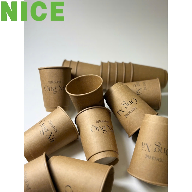 Ly 2 lớp giấy Kraft nâu đựng cà phê nóng