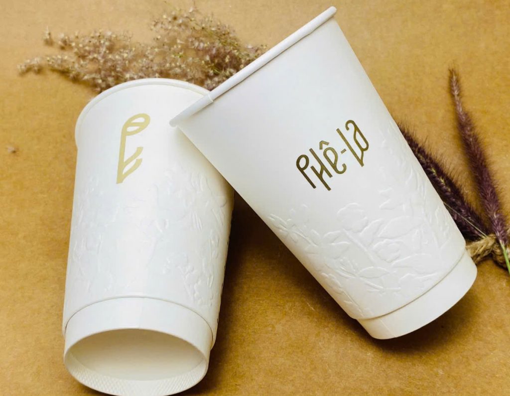 Mẫu ly giấy in ép kim Phê la