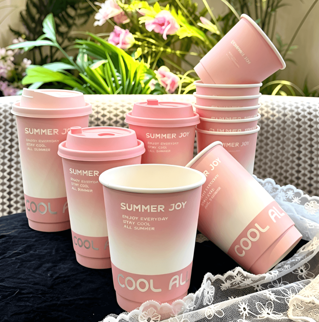 Ly giấy đựng trà sữa giá sỉ - Ly giấy 2 lớp dập nổi, ép kim, phủ nhung 1 3 1